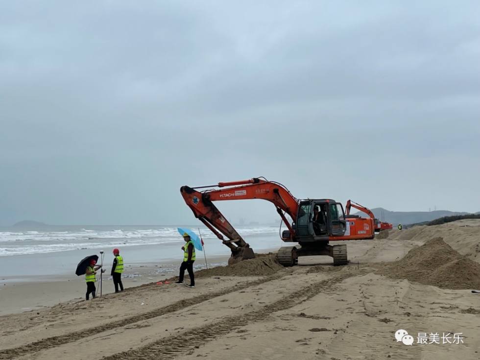 福州滨海新城下沙海滩修复与养护工程二期进展顺利